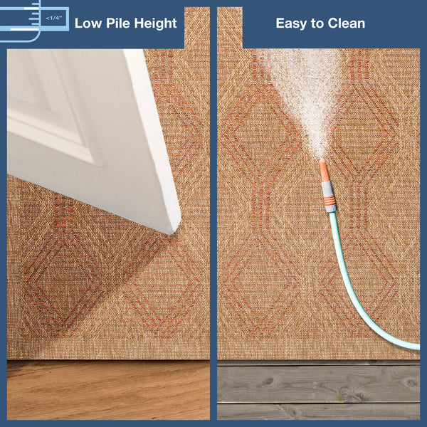 Trans-Ocean Liora Manne Sahara Links Casual Indoor/Outdoor Power Loomed 91% Polypropylene/9% Polyester Rug Terracotta 7'10" x 9'10"