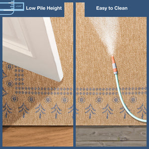 Trans-Ocean Liora Manne Sahara Block Print Border Casual Indoor/Outdoor Power Loomed 91% Polypropylene/9% Polyester Rug Navy 7'10" x 9'10"