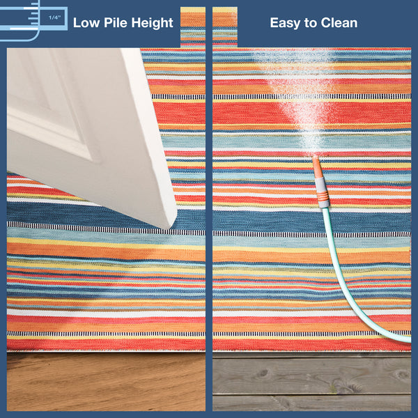 Trans-Ocean Liora Manne Sonoma Malibu Stripe Casual Indoor/Outdoor Hand Woven 100% Polyester Rug Sunscape 8'3" x 11'6"