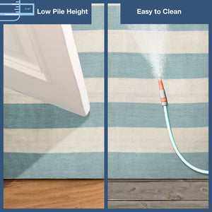 Trans-Ocean Liora Manne Sorrento Rugby Stripe Classic Indoor/Outdoor Hand Woven 100% Polyester Rug Water 8'3" x 11'6"