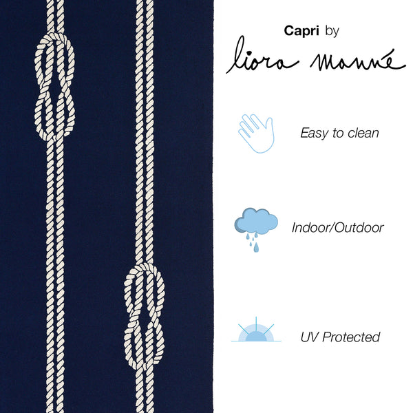 Trans-Ocean Liora Manne Capri Ropes Casual Indoor/Outdoor Hand Tufted 80% Polyester/20% Acrylic Rug Navy 7'6" x 9'6"