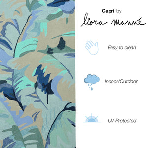 Trans-Ocean Liora Manne Capri Palm Leaf Casual Indoor/Outdoor Hand Tufted 80% Polyester/20% Acrylic Rug Blue 7'6" x 9'6"