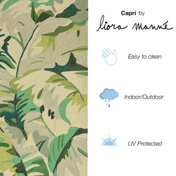 Trans-Ocean Liora Manne Capri Palm Leaf Casual Indoor/Outdoor Hand Tufted 80% Polyester/20% Acrylic Rug Green 7'6" x 9'6"