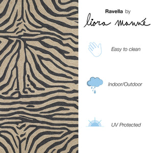 Trans-Ocean Liora Manne Ravella Zebra Casual Indoor/Outdoor Hand Tufted 70% Polypropylene/30%Acrylic Rug Black 8'3" x 11'6"