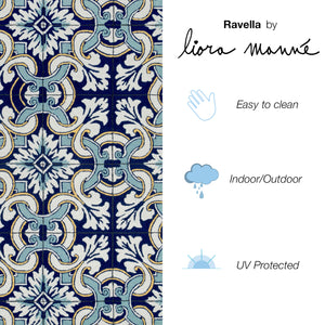 Trans-Ocean Liora Manne Ravella Floral Tile Casual Indoor/Outdoor Hand Tufted 70% Polypropylene/30%Acrylic Rug Navy 8'3" x 11'6"
