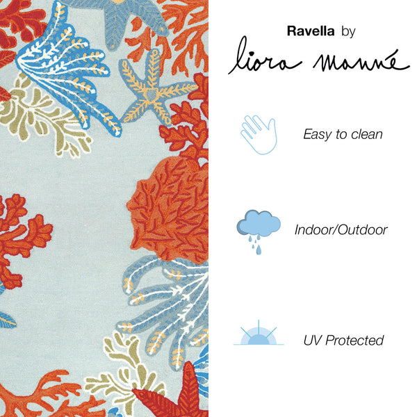 Trans-Ocean Liora Manne Ravella Ocean Scene Casual Indoor/Outdoor Hand Tufted 70% Polypropylene/30%Acrylic Rug Aqua 8'3" x 11'6"