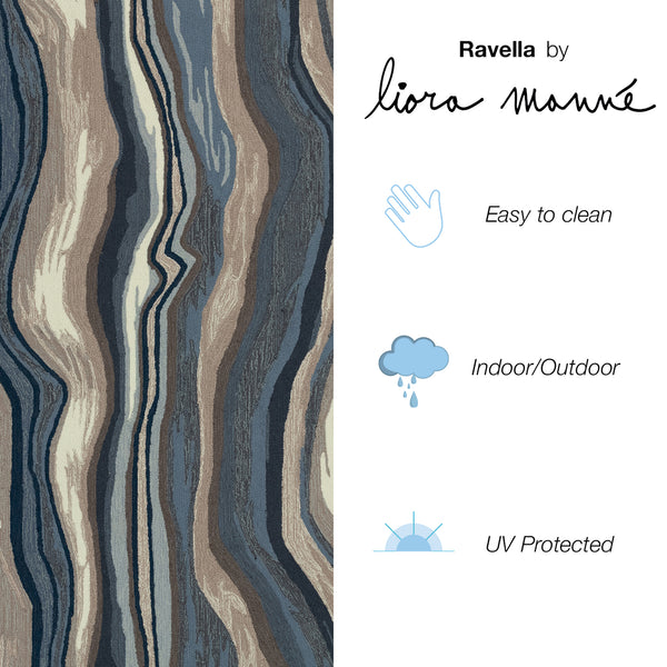 Trans-Ocean Liora Manne Ravella Ipanema Casual Indoor/Outdoor Hand Tufted 70% Polypropylene/30%Acrylic Rug Blue/grey 8'3" x 11'6"