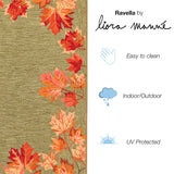 Trans-Ocean Liora Manne Ravella Falling Leaves Border Casual Indoor/Outdoor Hand Tufted 70% Polypropylene/30%Acrylic Rug Moss 8'3" x 11'6"