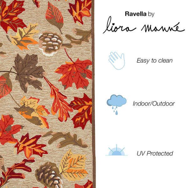 Trans-Ocean Liora Manne Ravella Falling Leaves Casual Indoor/Outdoor Hand Tufted 70% Polypropylene/30%Acrylic Rug Natural 8'3" x 11'6"