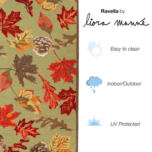 Trans-Ocean Liora Manne Ravella Falling Leaves Casual Indoor/Outdoor Hand Tufted 70% Polypropylene/30%Acrylic Rug Moss 8'3" x 11'6"