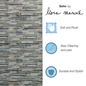 Trans-Ocean Liora Manne Soho Stripe Contemporary Indoor Power Loomed 80% Polypropylene/20% Polyester Rug Blue 8'10" x 11'9"