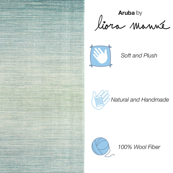 Trans-Ocean Liora Manne Aruba Ombre Casual Indoor Hand Loomed 100% Wool Rug Aqua 8'3" x 11'6"