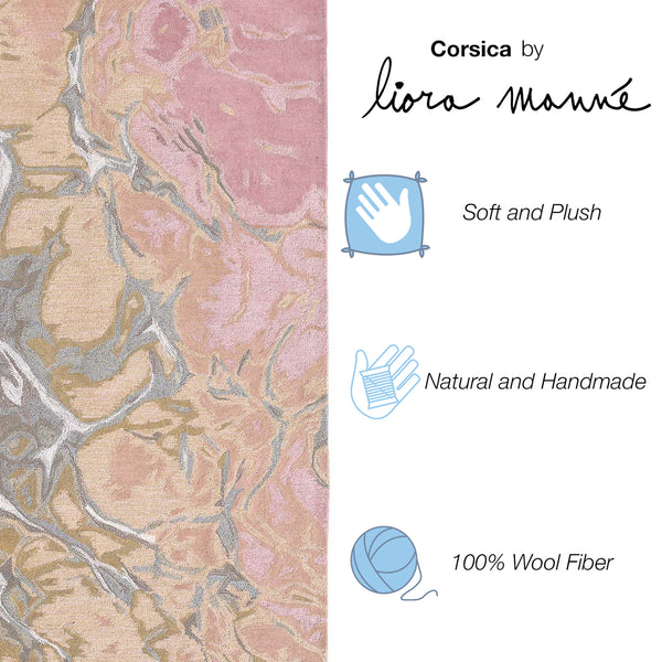 Trans-Ocean Liora Manne Corsica Water Contemporary Indoor Hand Tufted 100% Wool Rug Blush 8'3" x 11'6"