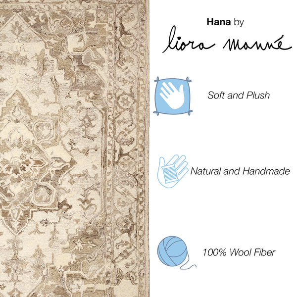 Trans-Ocean Liora Manne Hana Heriz Classic Indoor Hand Tufted 100% Wool Rug Natural 8'3" x 11'6"