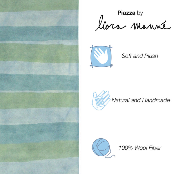 Trans-Ocean Liora Manne Piazza Stripes Contemporary Indoor Hand Tufted 100% Wool Pile Rug Sea Breeze 8'3" x 11'6"