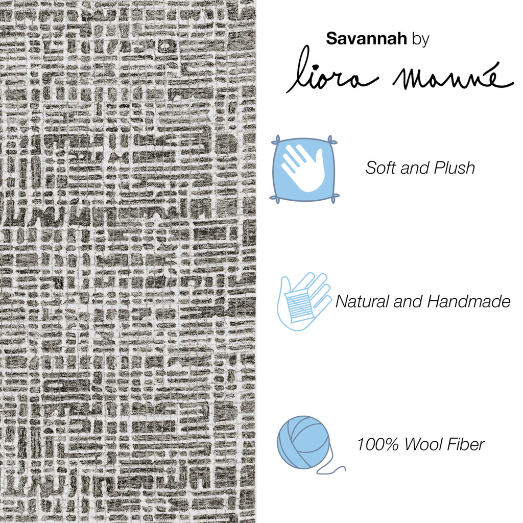 Trans-Ocean Liora Manne Savannah Grid Contemporary Indoor Hand Tufted 100% Wool Pile Rug Charcoal 8'3" x 11'6"