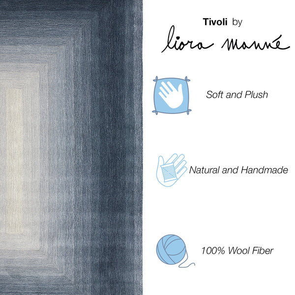 Trans-Ocean Liora Manne Tivoli Dream Border Contemporary Indoor Hand Tufted 100% Wool Pile Rug Denim 8'3" x 11'6"