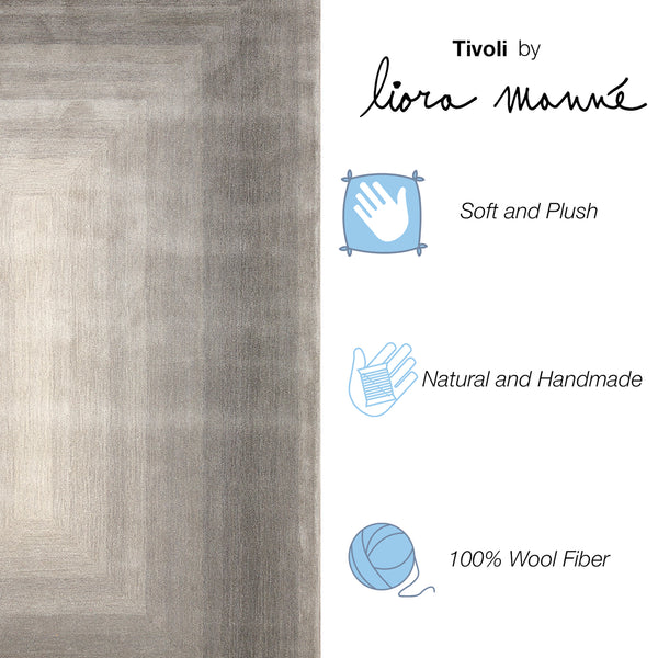 Trans-Ocean Liora Manne Tivoli Dream Border Contemporary Indoor Hand Tufted 100% Wool Pile Rug Silver 8'3" x 11'6"