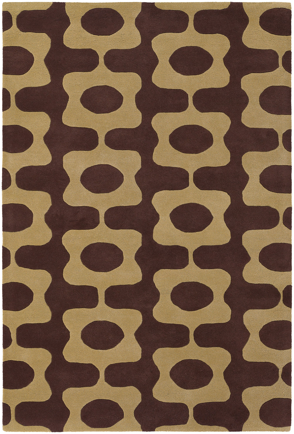 Chandra Rugs Inhabit 100% Wool Hand-Tufted Designer Rug Brown/Tan 7'9 x 10'6
