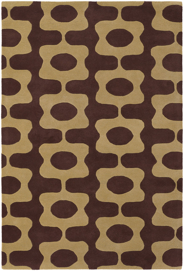 Chandra Rugs Inhabit 100% Wool Hand-Tufted Designer Rug Brown/Tan 7'9 x 10'6