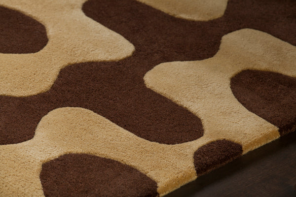 Chandra Rugs Inhabit 100% Wool Hand-Tufted Designer Rug Brown/Tan 7'9 x 10'6