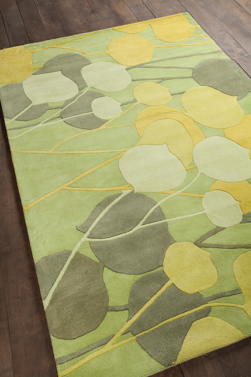 Chandra Rugs Inhabit 100% Wool Hand-Tufted Designer Rug Green 7'9 x 10'6