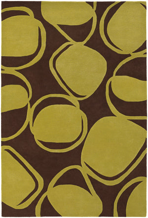 Chandra Rugs Inhabit 100% Wool Hand-Tufted Designer Rug Brown/Green 7'9 x 10'6