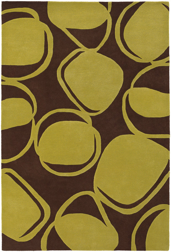 Chandra Rugs Inhabit 100% Wool Hand-Tufted Designer Rug Brown/Green 7'9 x 10'6