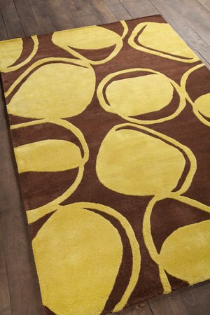 Chandra Rugs Inhabit 100% Wool Hand-Tufted Designer Rug Brown/Green 7'9 x 10'6