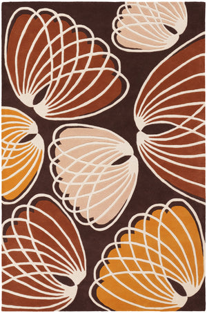 Chandra Rugs Inhabit 100% Wool Hand-Tufted Designer Rug Brown/Orange/White/Peach 7'9 x 10'6