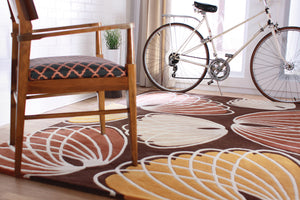 Chandra Rugs Inhabit 100% Wool Hand-Tufted Designer Rug Brown/Orange/White/Peach 7'9 x 10'6