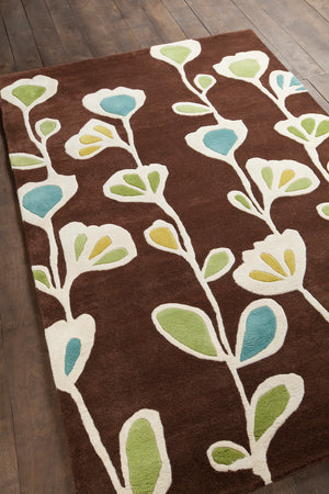 Chandra Rugs Inhabit 100% Wool Hand-Tufted Designer Rug Brown/White/Blue/Green 7'9 x 10'6