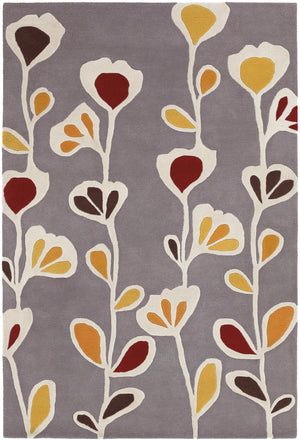 Chandra Rugs Inhabit 100% Wool Hand-Tufted Designer Rug Grey/White/Yellow/Brown/Red 7'9 x 10'6
