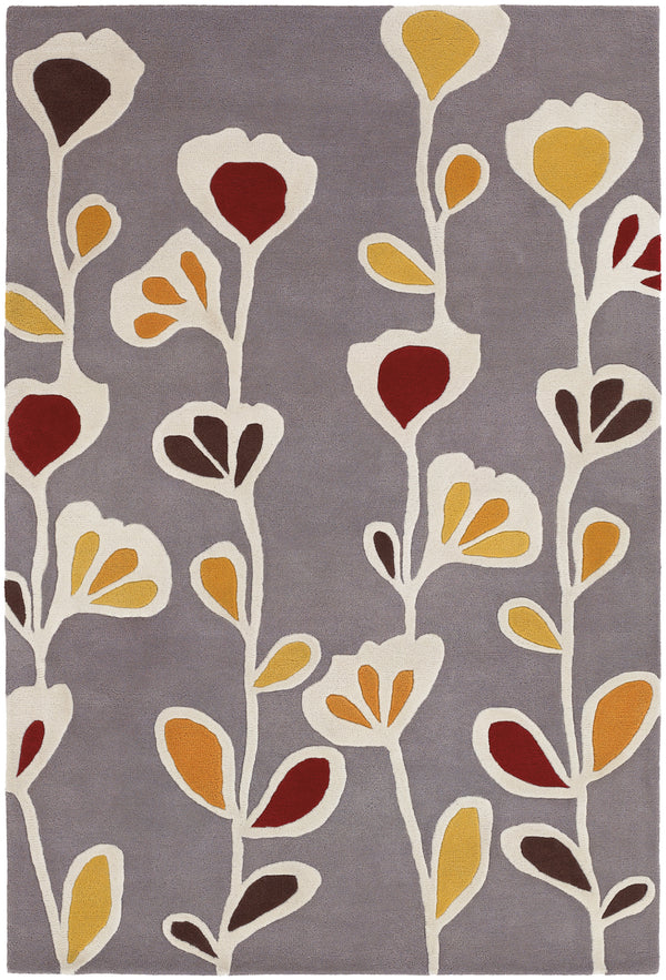 Chandra Rugs Inhabit 100% Wool Hand-Tufted Designer Rug Grey/White/Yellow/Brown/Red 7'9 x 10'6