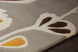 Chandra Rugs Inhabit 100% Wool Hand-Tufted Designer Rug Grey/White/Yellow/Brown/Red 7'9 x 10'6