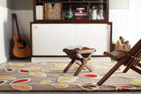 Chandra Rugs Inhabit 100% Wool Hand-Tufted Designer Rug Grey/White/Yellow/Brown/Red 7'9 x 10'6
