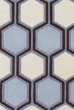 Chandra Rugs Inhabit 100% Wool Hand-Tufted Designer Rug Blue/Brown/White 7'9 x 10'6