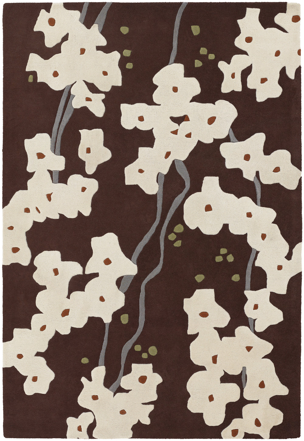 Chandra Rugs Inhabit 100% Wool Hand-Tufted Designer Rug Brown/White/Grey/Green 7'9 x 10'6