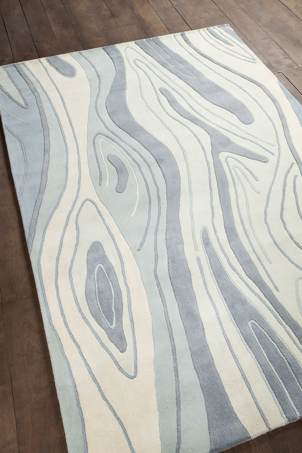 Chandra Rugs Inhabit 100% Wool Hand-Tufted Designer Rug Blue/Grey/White 7'9 x 10'6