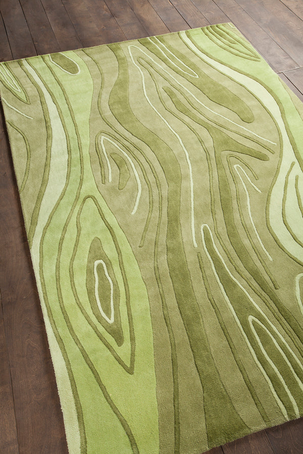 Chandra Rugs Inhabit 100% Wool Hand-Tufted Designer Rug Green 7'9 x 10'6