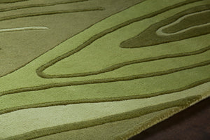 Chandra Rugs Inhabit 100% Wool Hand-Tufted Designer Rug Green 7'9 x 10'6