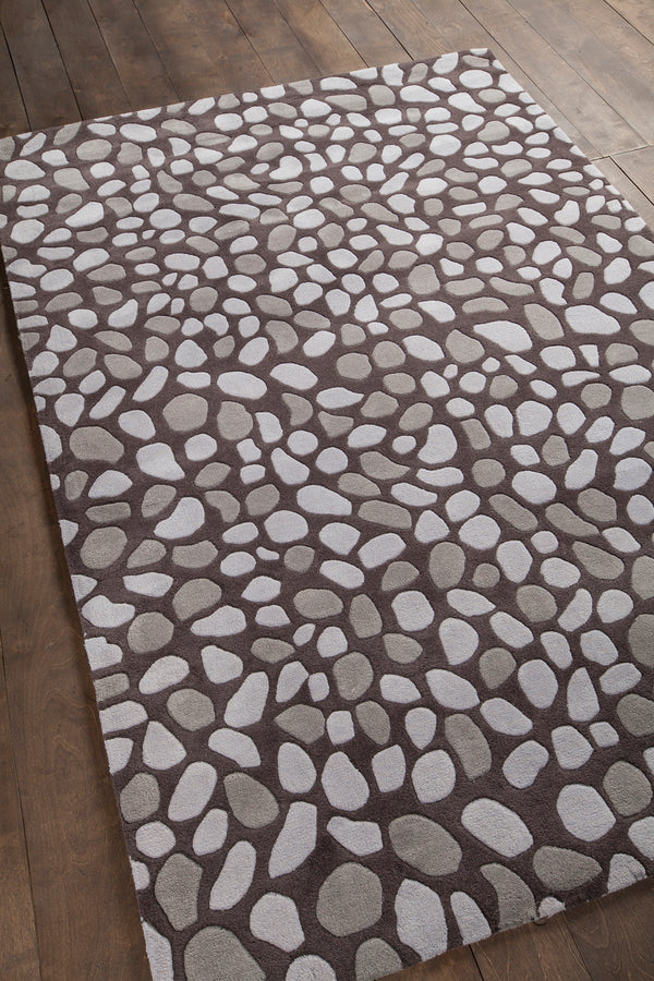 Chandra Rugs Inhabit 100% Wool Hand-Tufted Designer Rug Charcoal/Grey 7'9 x 10'6