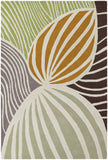 Chandra Rugs Inhabit 100% Wool Hand-Tufted Designer Rug White/Green/Orange/Grey/Brown 7'9 x 10'6