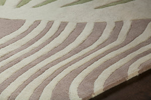 Chandra Rugs Inhabit 100% Wool Hand-Tufted Designer Rug White/Green/Orange/Grey/Brown 7'9 x 10'6