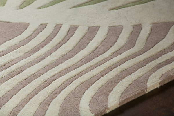 Chandra Rugs Inhabit 100% Wool Hand-Tufted Designer Rug White/Green/Orange/Grey/Brown 7'9 x 10'6