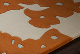 Chandra Rugs Inhabit 100% Wool Hand-Tufted Designer Rug White/Brown/Orange 7'9 x 10'6