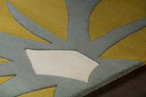 Chandra Rugs Inhabit 100% Wool Hand-Tufted Designer Rug Grey/Orange/Green/White 7'9 x 10'6