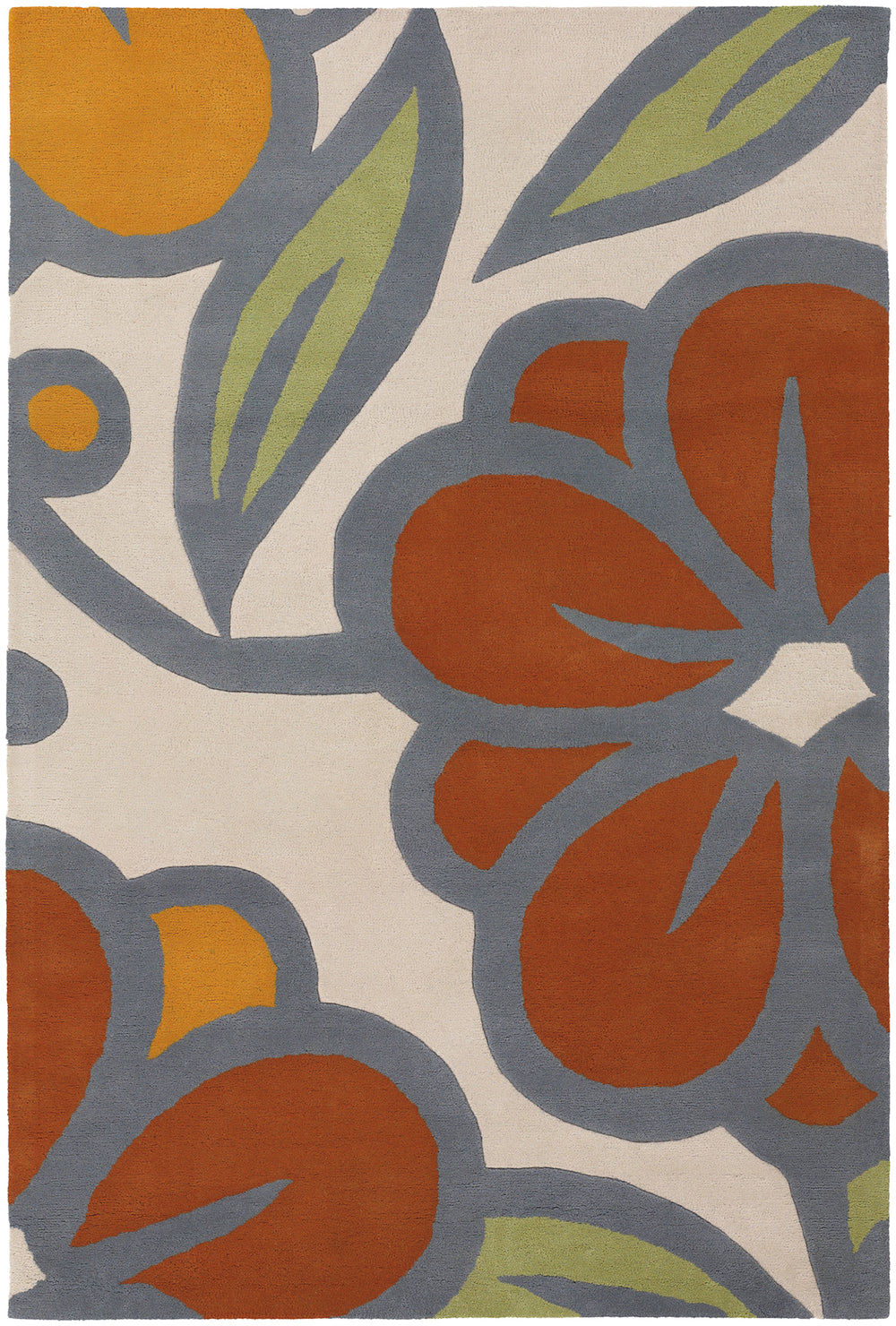 Chandra Rugs Inhabit 100% Wool Hand-Tufted Designer Rug Grey/Orange/White/Green/Rust 7'9 x 10'6