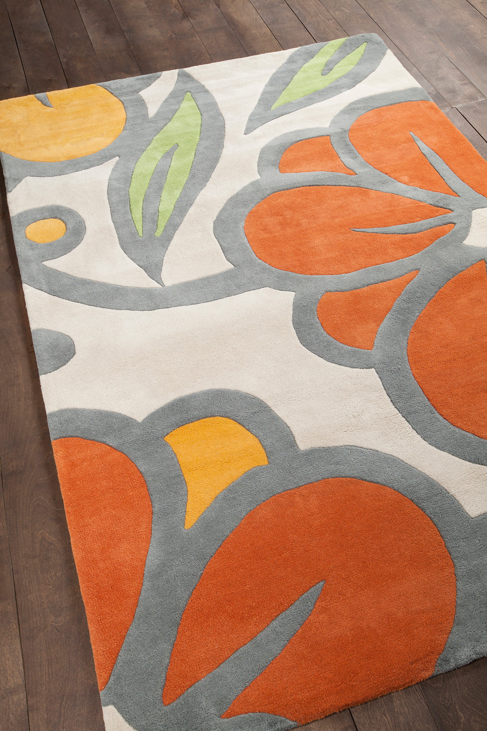 Chandra Rugs Inhabit 100% Wool Hand-Tufted Designer Rug Grey/Orange/White/Green/Rust 7'9 x 10'6