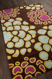 Chandra Rugs Inhabit 100% Wool Hand-Tufted Designer Rug Brown/Pink/Blue/Yellow 7'9 x 10'6